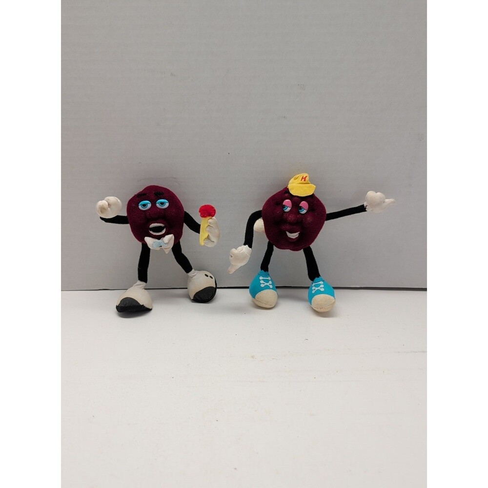 VTG California Raisins 5” Plush Poseable Bendable Figures 1988 Lot Of 2
